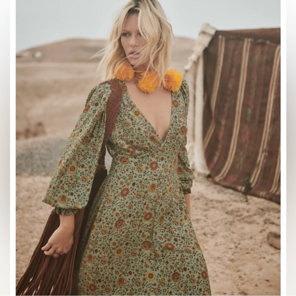 Spell Olive Floral Long Sleeve Dress